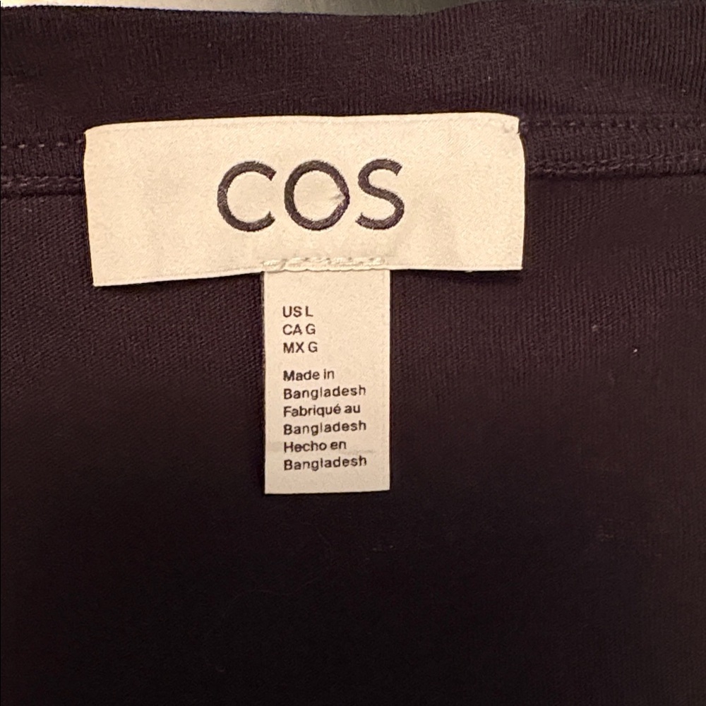 COS Classic Cotton V-Neck T-Shirt Top in Black Short Sleeve Size L - Picture 2 of 8
